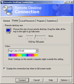 Remote Desktop Display Options